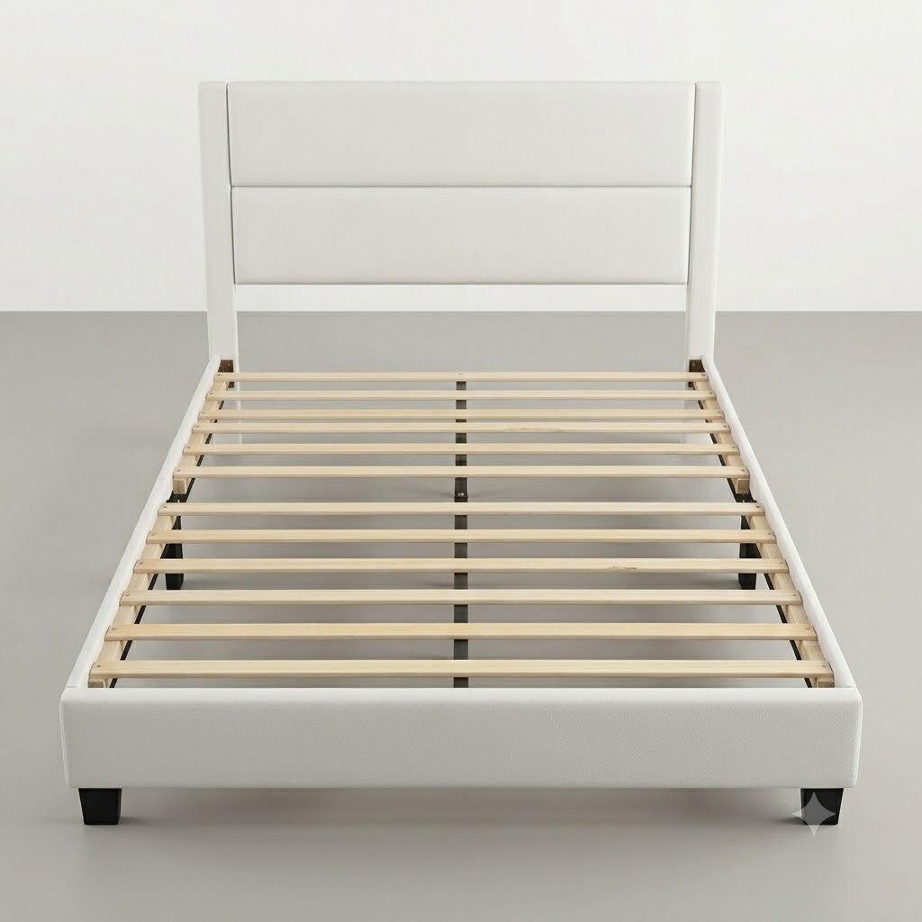 Modern Air Leather Bed Frame with Slatted Base – Twin, Double, Queen & King