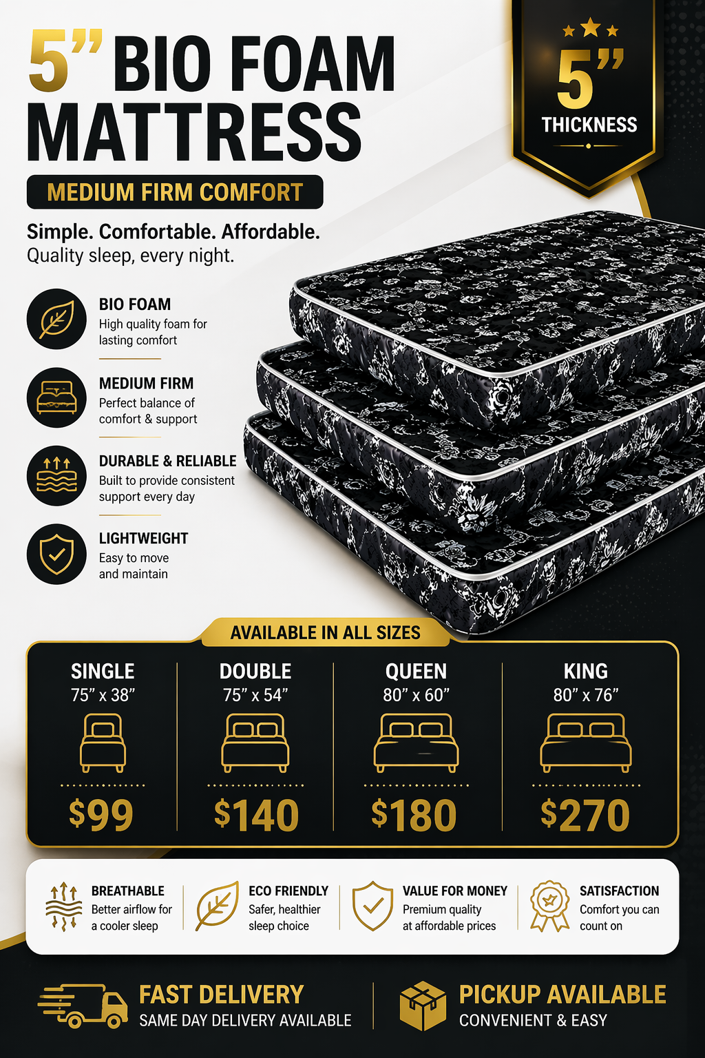 5" Bio Foam Mattress