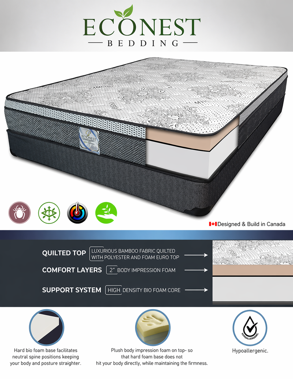 10" Ex Firm Mattress (Rock and Rose)