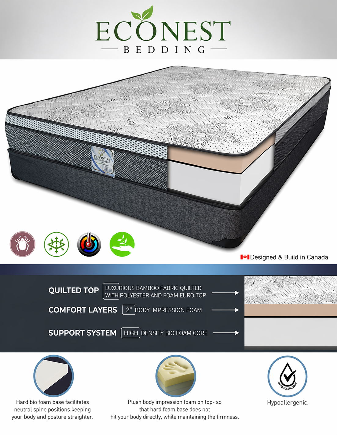 10" Ex Firm Mattress (Rock and Rose)
