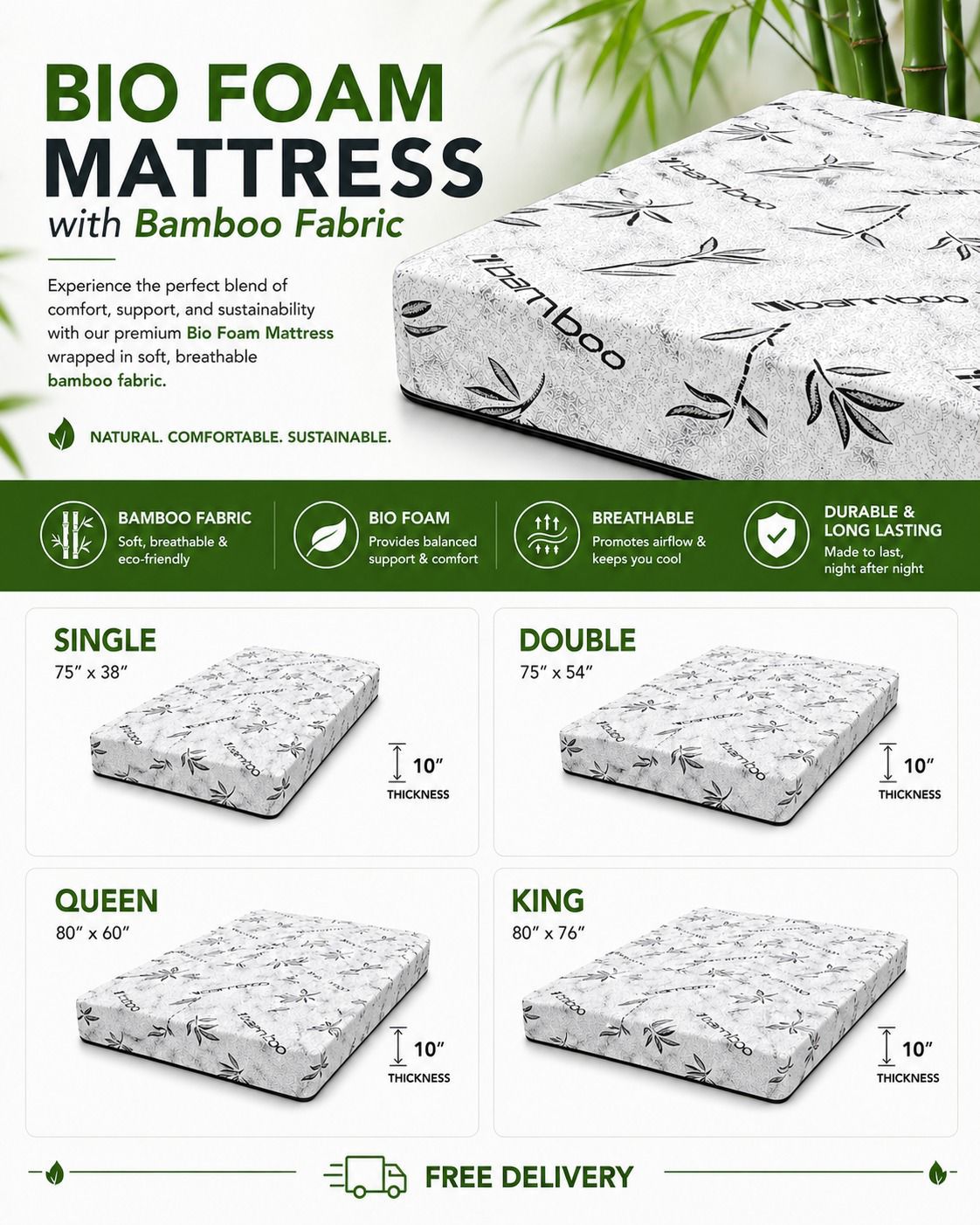 10" Bio Foam Mattress