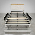 Upholstered Bed Frame with 3 Drawer Storage & USB Charging Port – Slatted Base | Grey & Beige Fabric