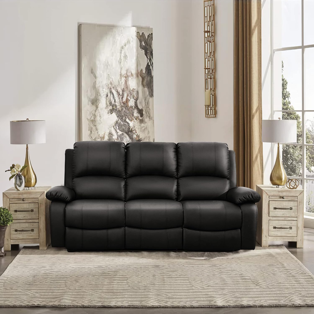 6-Seater Leather Manual Recliner Sofa Set - Image 4