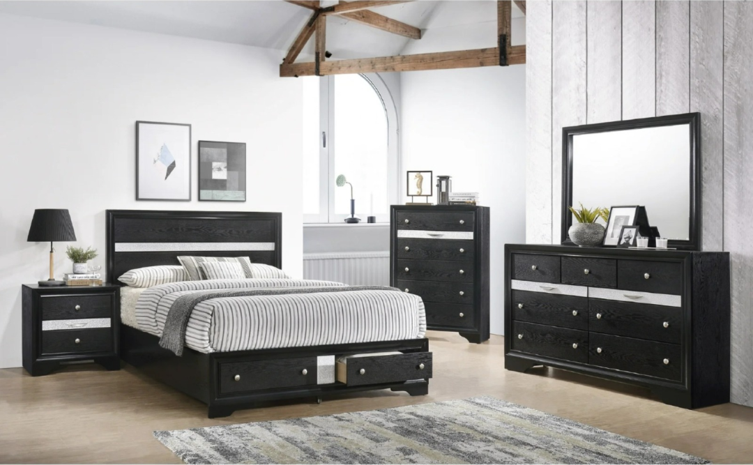 Almira Black Bedroom Set with Storage – Modern 4-Piece Set - Image 6